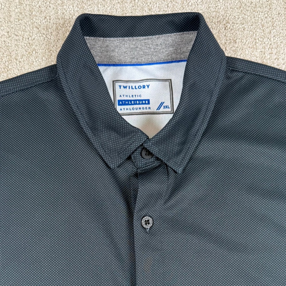 Twillory Mens 2XL Navy Blue Athleisure Athlounger Short Sleeve Button Up Shirt